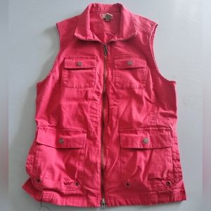 DULUTH TRADING Womens Medium  Coral Canvas Vest Zip Front,  Color Tangerine
